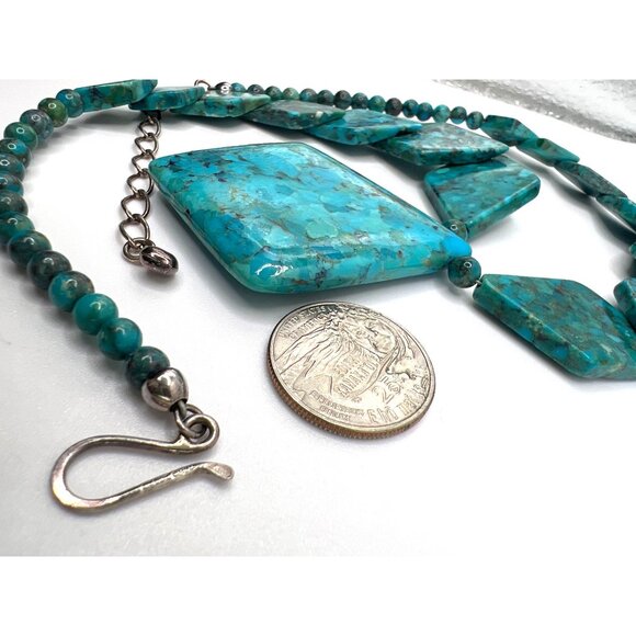 Vintage Jay King Turquoise Necklace Mine Finds DTR Diamond-Shaped Beads 925 Hook - Picture 4 of 11
